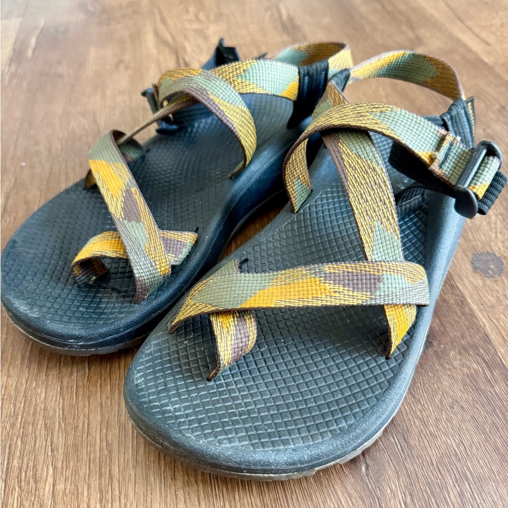 Men’s Chaco Z/Cloud 2 Hiking Sandals - Black, Brown, Green and Yellow - Size 7